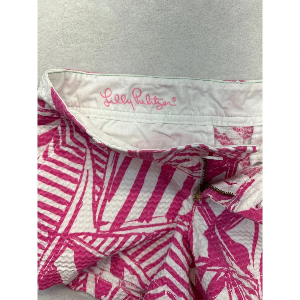 Lilly Pulitzer‎ Walsh Shorts Womens 0 Pink White Seersucker Low Rise Shorty